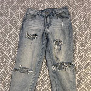 Maurices Blue Boyfriend Jeans with Distressed Details